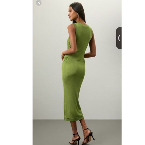 ATLEIN COLLECTIVE Green Crewneck Sleeveless Form Fitting Midi Dress Size Small - Picture 2 of 8